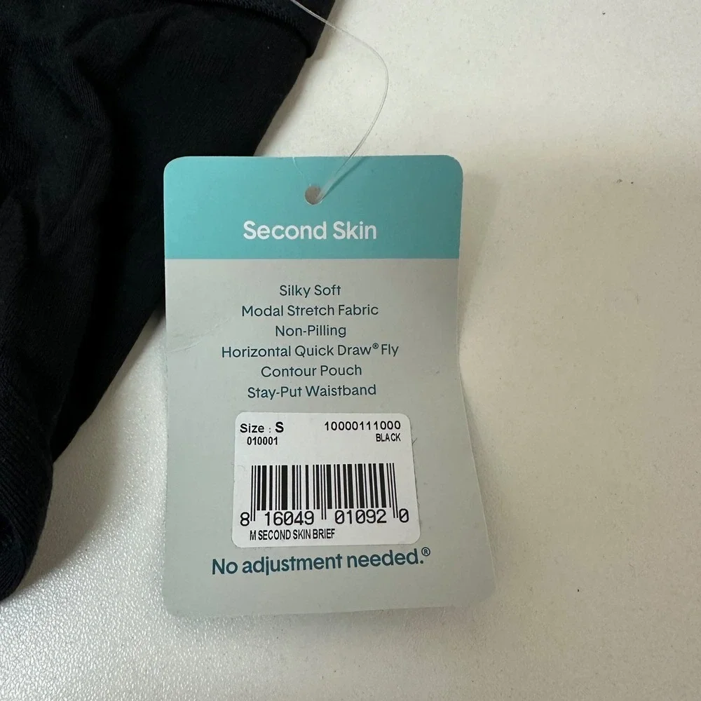 Tommy John Second Skin Mens Briefs Black Small Horizontal Fly Modal Stretch NEW